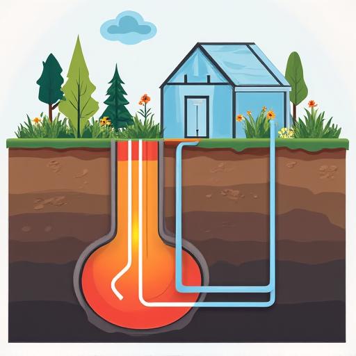 Illustration of a geothermal well tapping into subterranean heat.